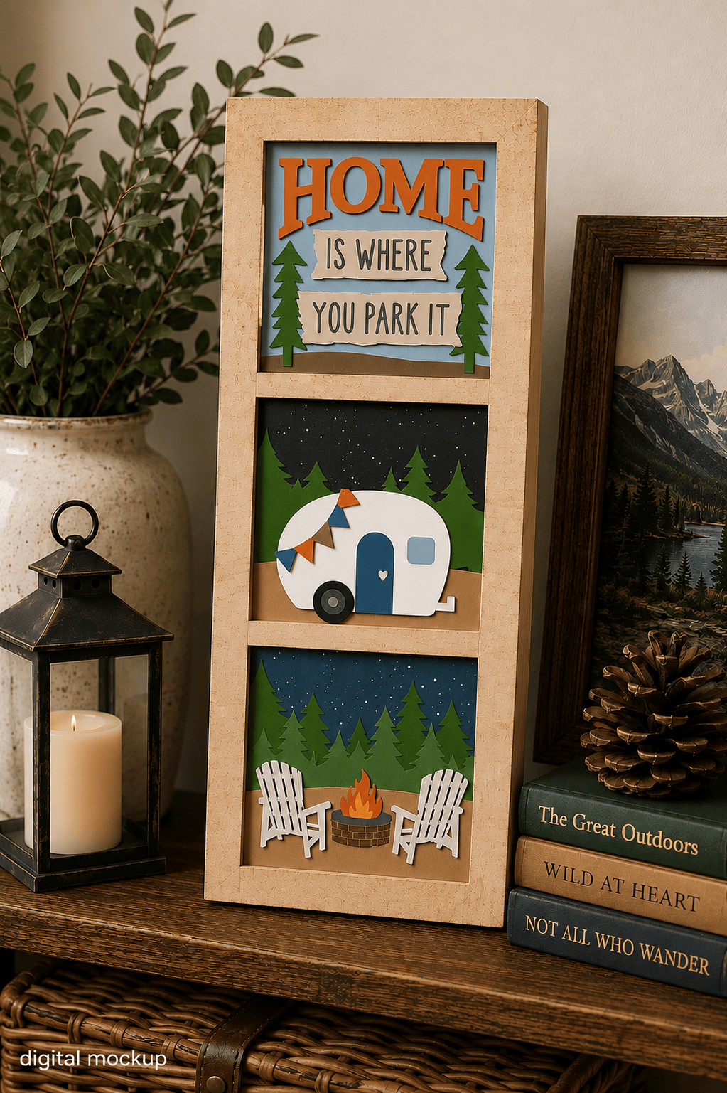 WallCutz  Home is Where you Park It - Camper Interchangeable 5x5 Wood Kit Wood Kit