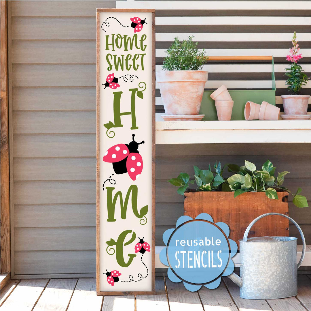 WallCutz  Home Sweet Ladybug / Reusable Stencil Stencil
