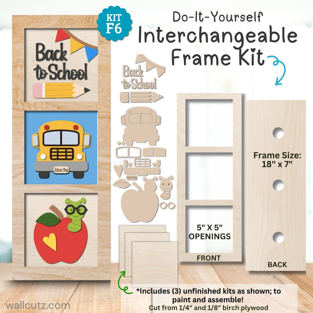 WallCutz  Interchangeable 5" x 5" Kit / Back To School Wood Kit