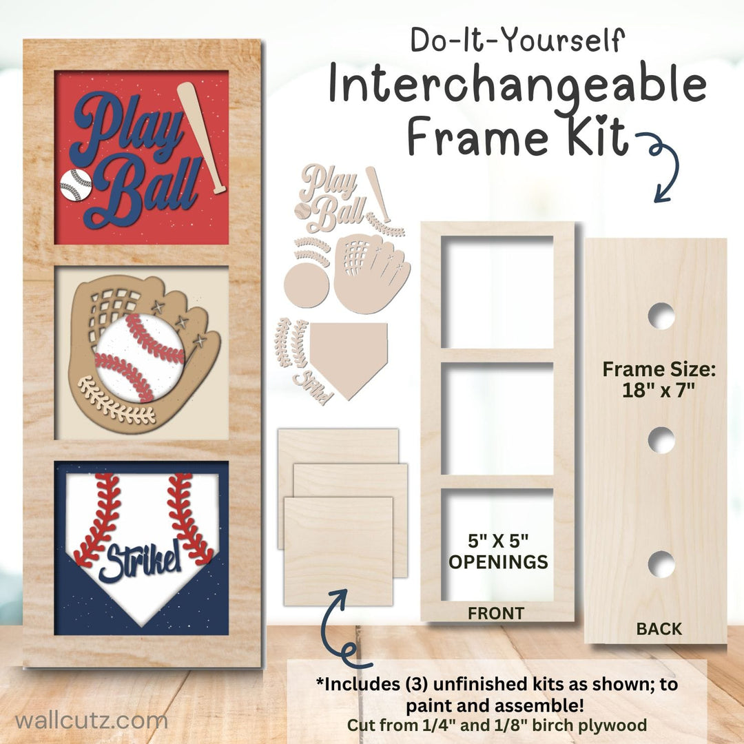 WallCutz  Interchangeable 5" x 5" Kit / Baseball Wood Kit