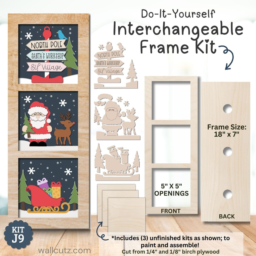 WallCutz  Interchangeable 5" x 5" Kit / North Pole Santa Wood Kit