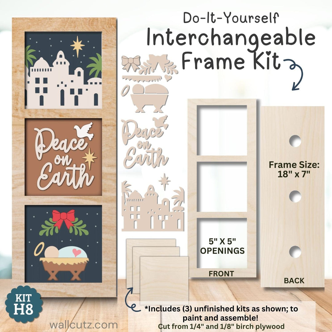 WallCutz  Interchangeable 5" x 5" Kit / Peace on Earth Nativity Wood Kit