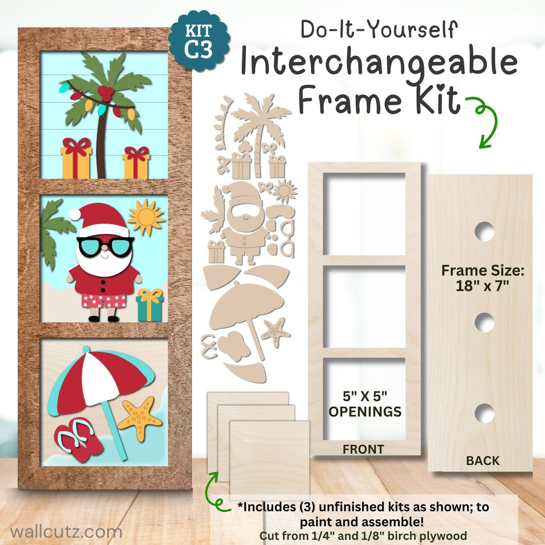 WallCutz  Interchangeable 5" x 5" Kit / Santa Beach Wood Kit