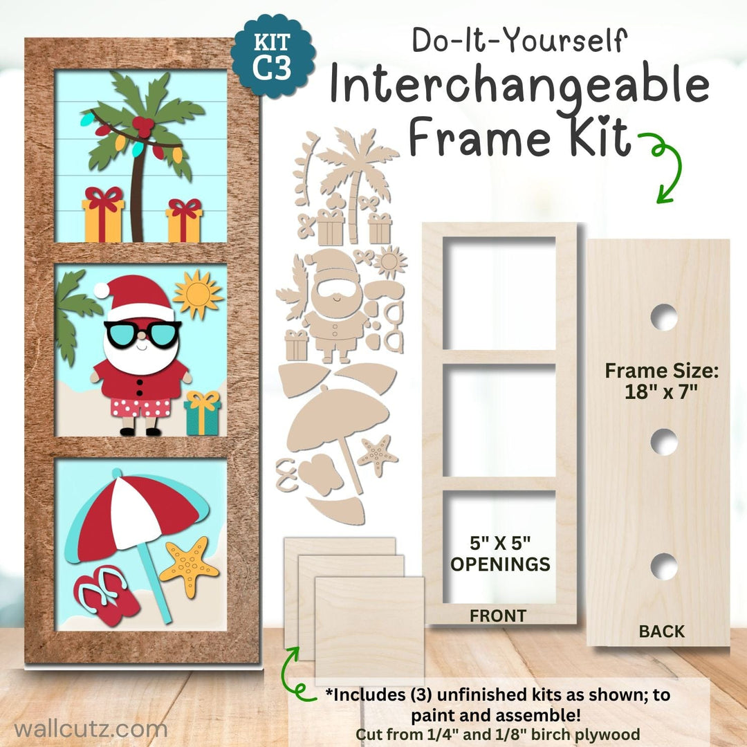 WallCutz  Interchangeable 5" x 5" Kit / Santa Beach Wood Kit
