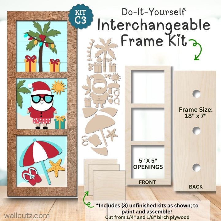 WallCutz  Interchangeable 5" x 5" Kit / Santa Beach Wood Kit