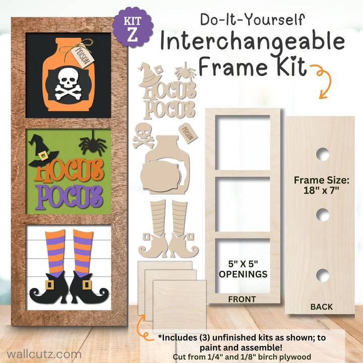 WallCutz  Interchangeable 5" x 5" Kits / Hocus Pocus Halloween Kit Wood Kit