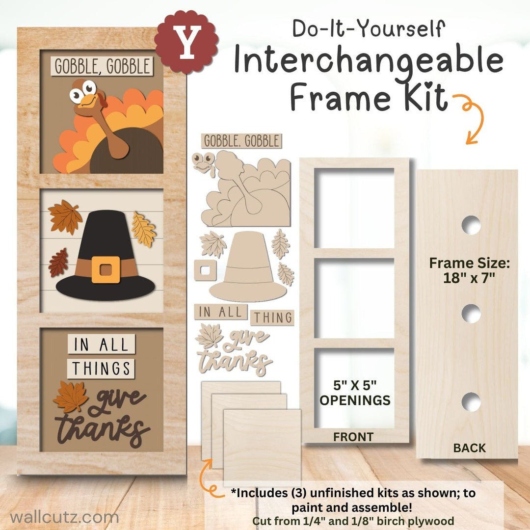 WallCutz  Interchangeable 5" x 5" Kits / In All Things Give Thanks Wood Kit