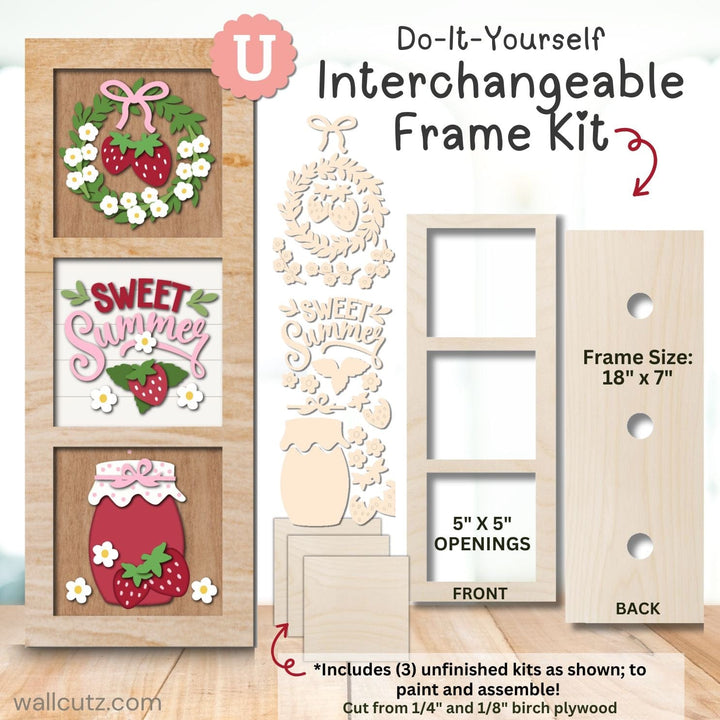 WallCutz  Interchangeable 5" x 5" Kits / Sweet Strawberry Summer Wood Kit