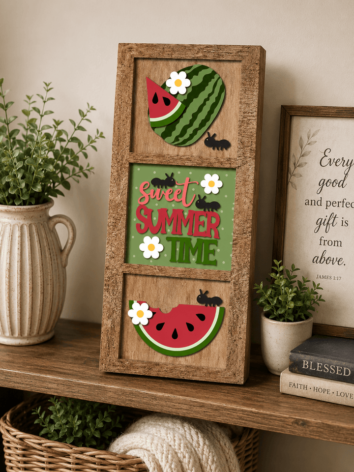 WallCutz  Interchangeable 5" x 5" Kits / Sweet Summer Watermelon Wood Kit