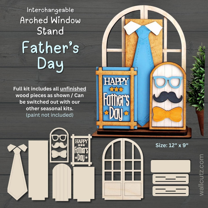 Father's Day interchangeable arched window wood kit by WallCutz