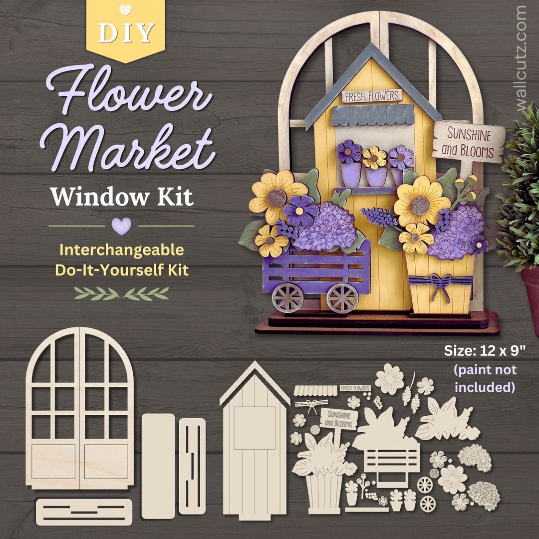 WallCutz  Interchangeable Arched Window / Flower Market Wood Kit