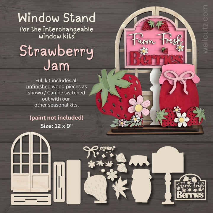 WallCutz  Interchangeable Arched Window / Fresh Picked Berries Wood Kit