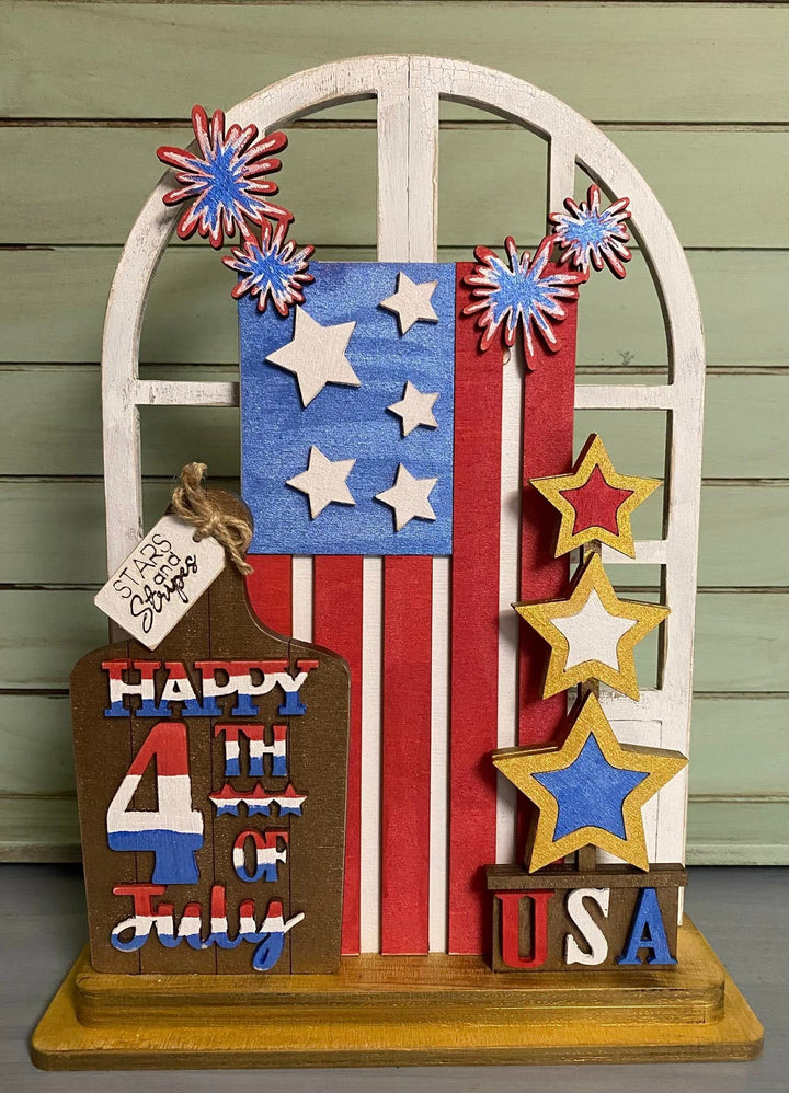 WallCutz  Interchangeable Arched Window / Happy Fourth of July Wood Kit
