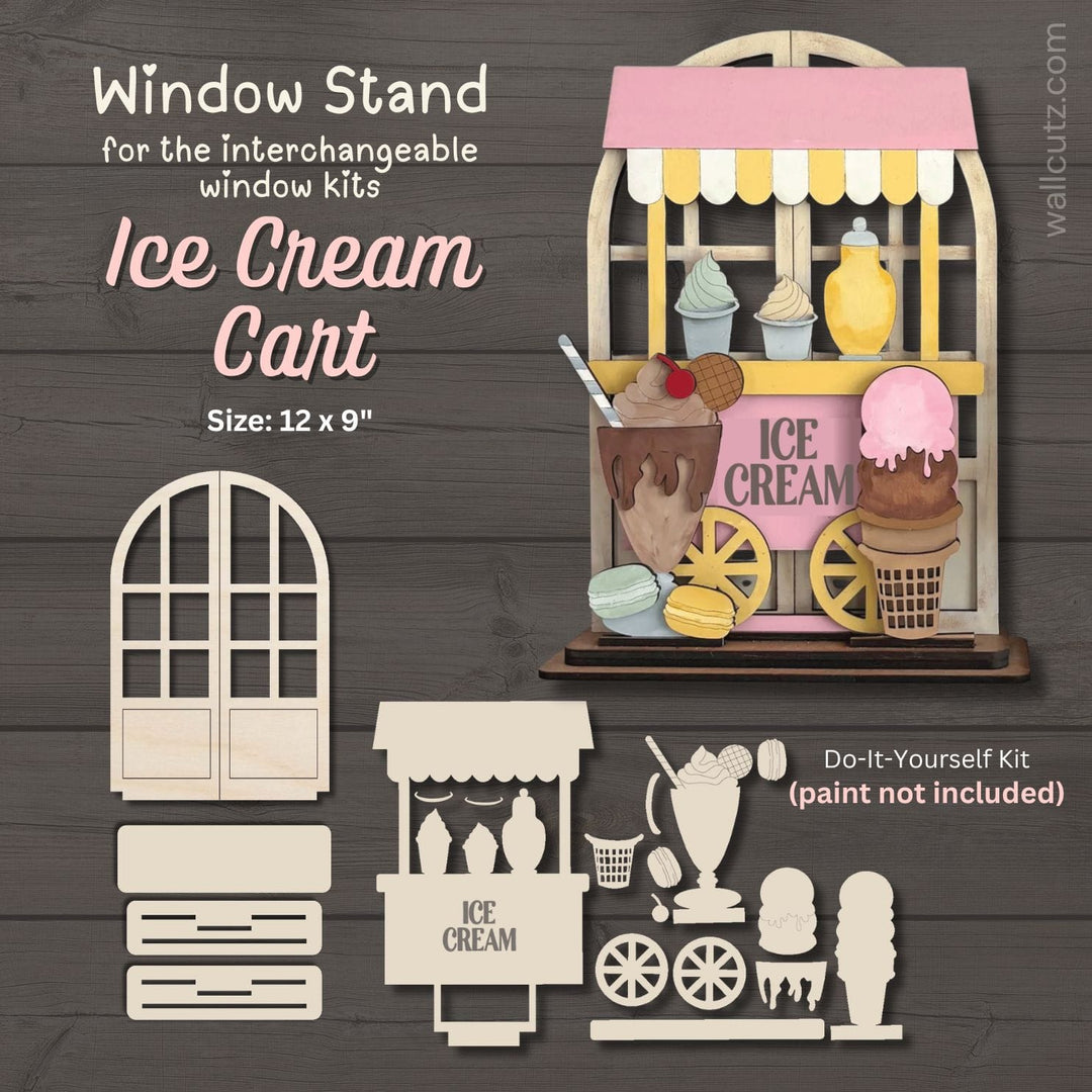WallCutz  Interchangeable Arched Window / Ice Cream Cart Wood Kit