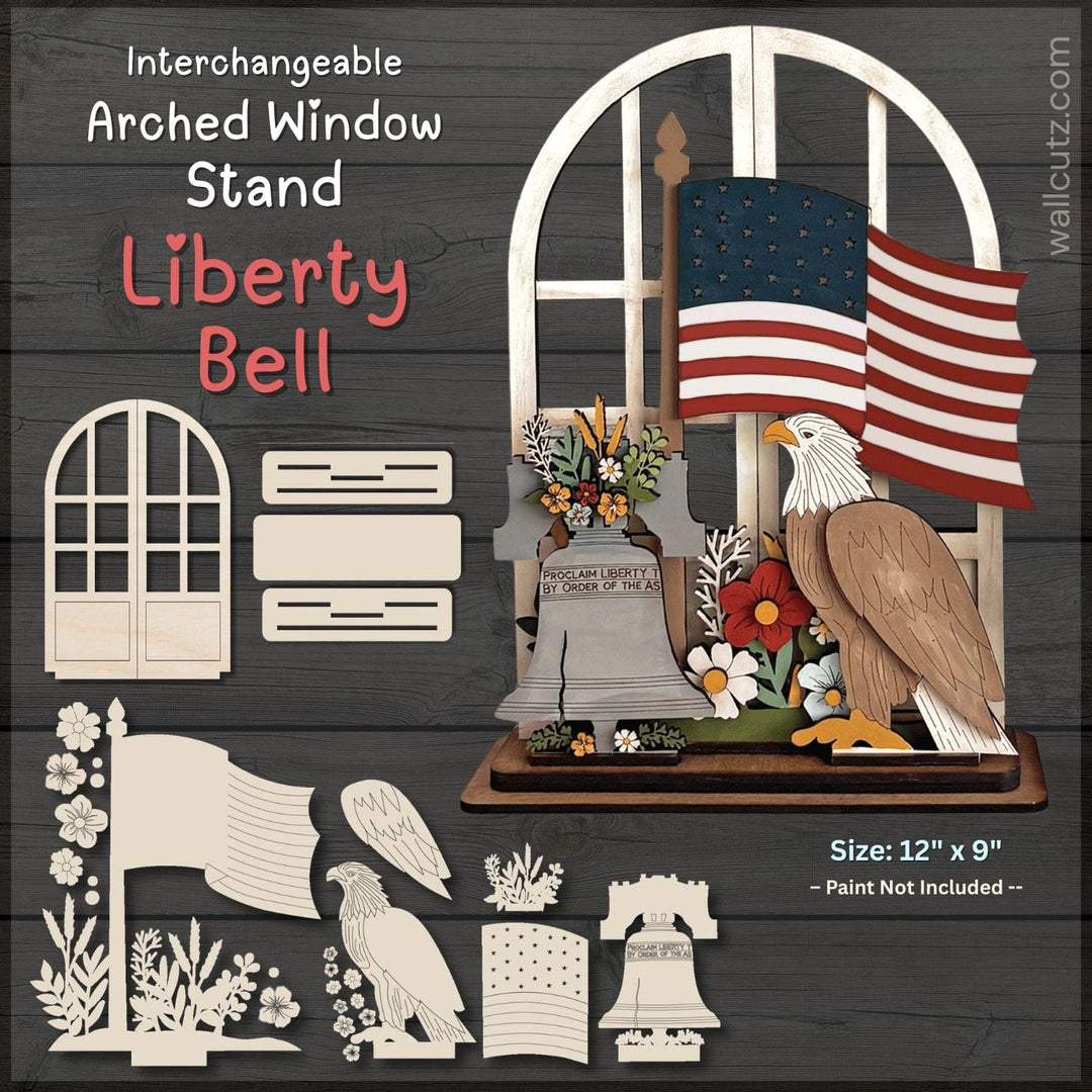 WallCutz  Interchangeable Arched Window / Liberty Bell with Eagle Wood Kit