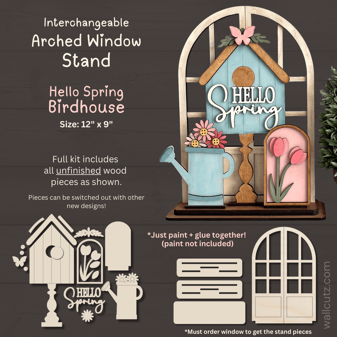 WallCutz  Interchangeable Arched Window / Spring Birdhouse Wood Kit