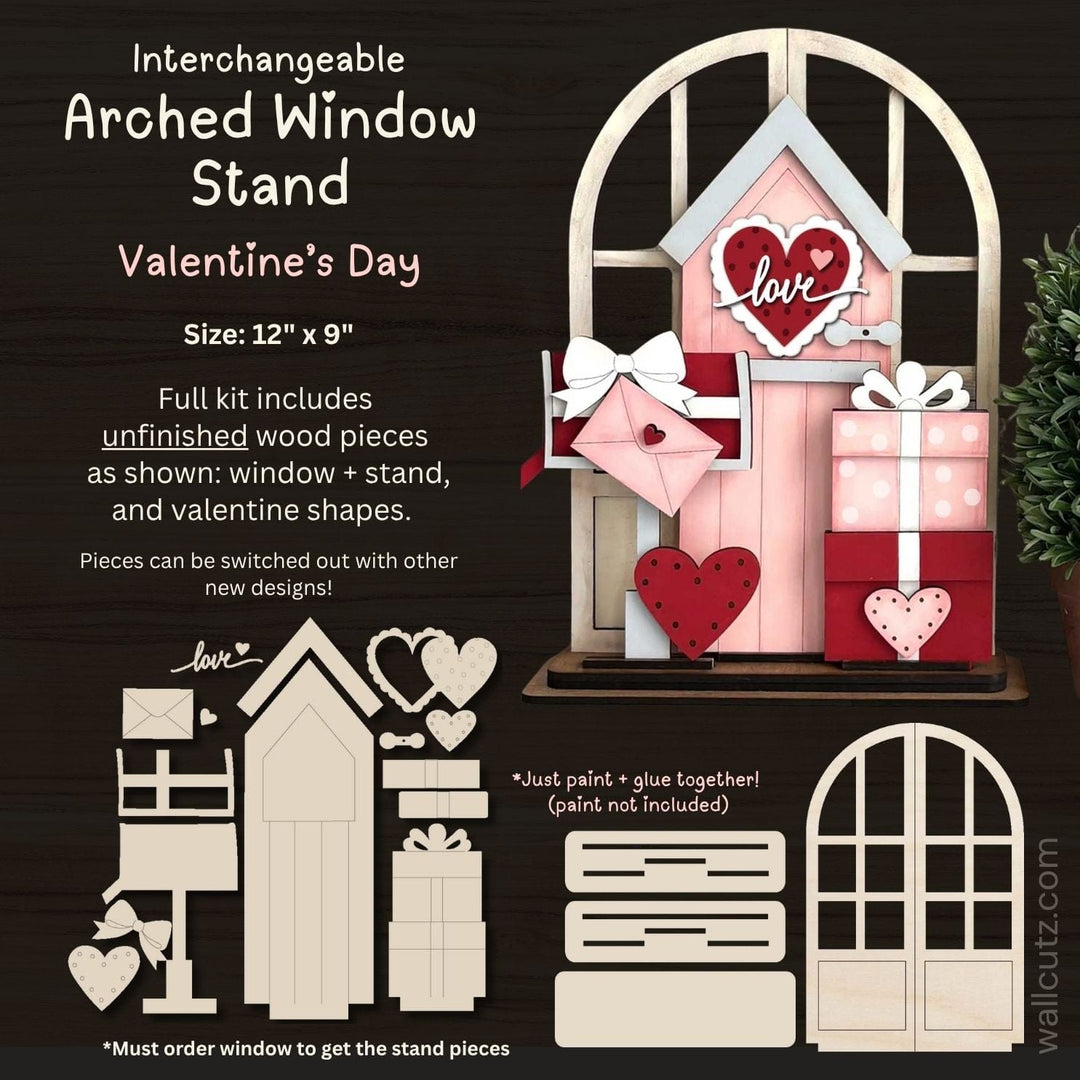 WallCutz  Interchangeable Arched Window / Valentine's Day Wood Kit