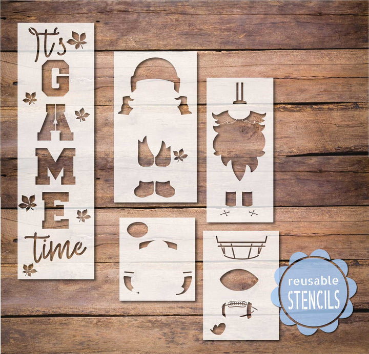 WallCutz  It's Game Time / Football Gnome / Reusable Stencil Stencil
