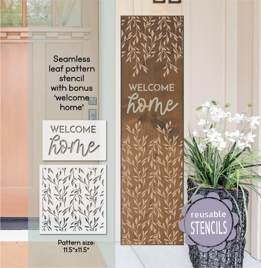 Diy Welcome Pattern Leafy Vine Welcome Home Pattern Stencil | WallCutz – WallCutz Crafts