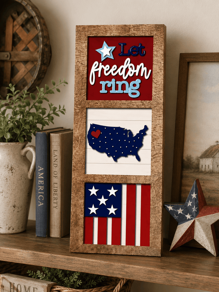 WallCutz  Let Freedom Ring 4th of July – Interchangeable 5x5 Wood Kit Wood Kit
