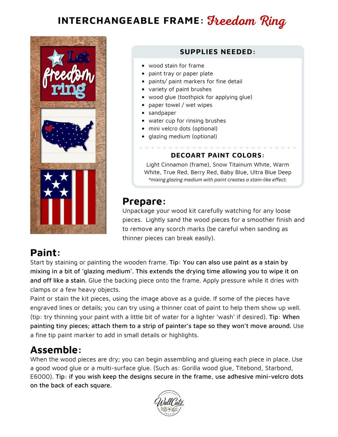 WallCutz  Let Freedom Ring 4th of July – Interchangeable 5x5 Wood Kit Wood Kit