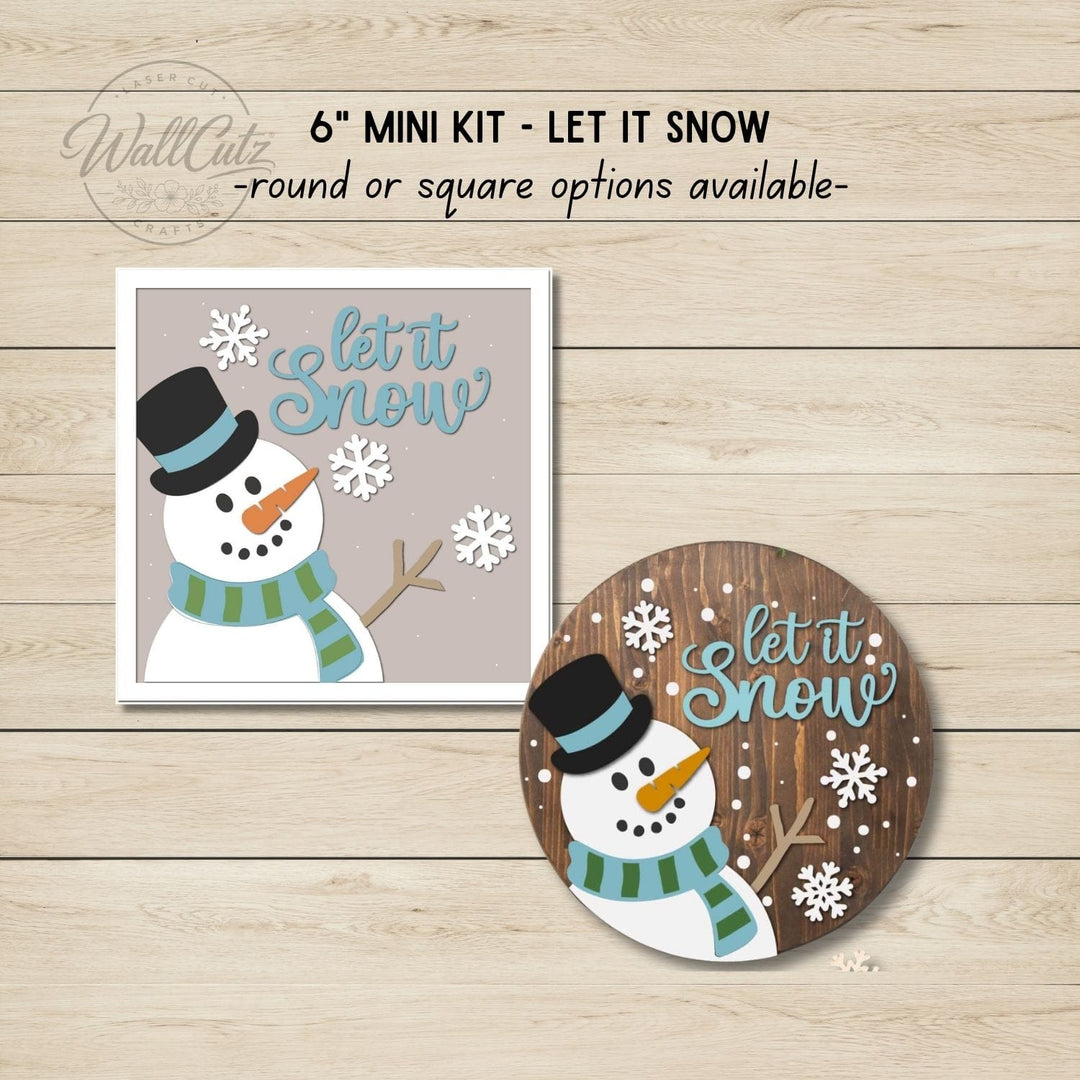 Let It Snow snowman 6 inch mini wood kit, available square or round – WallCutz