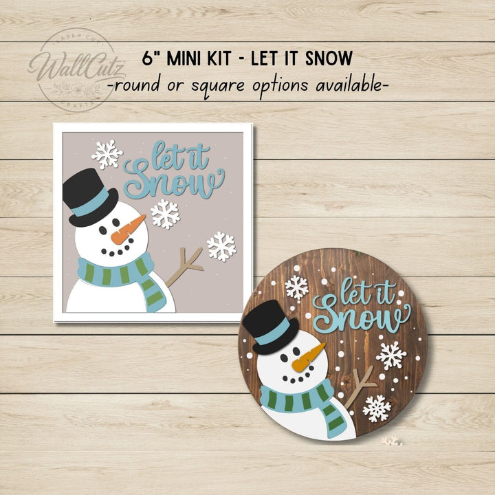 Let It Snow snowman 6 inch mini wood kit, available square or round – WallCutz