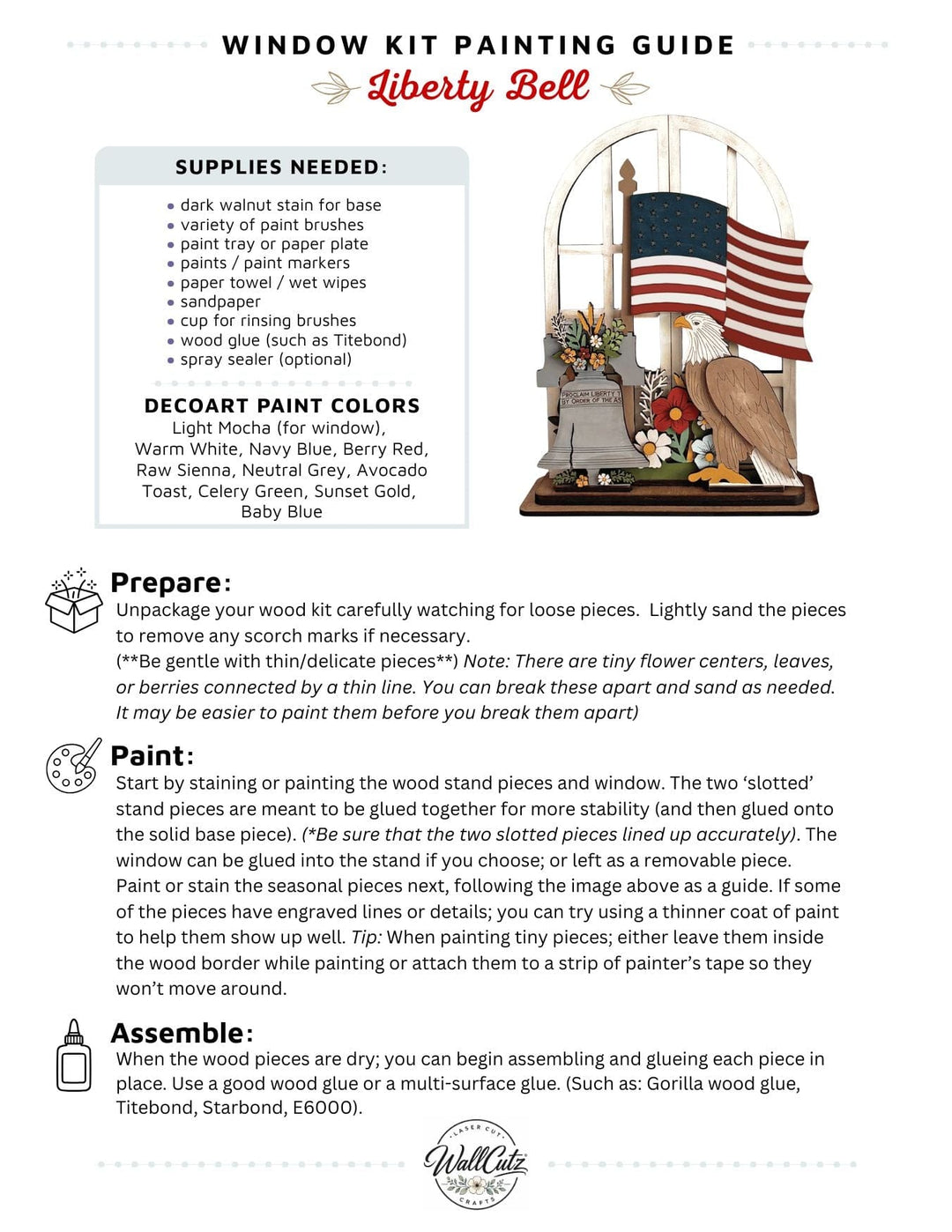 WallCutz  Liberty Bell & Patriotic Eagle - Interchangeable Window Kit Wood Kit