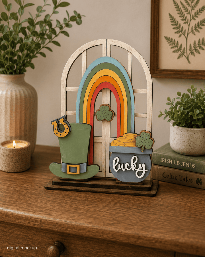 WallCutz  Lucky Rainbow St. Patrick's Day - Interchangeable Window Kit Wood Kit