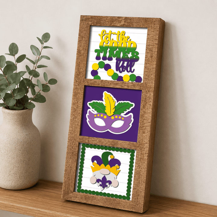 WallCutz  Mardi Gras Mask & Beads – Interchangeable 5x5 Wood Kit Wood Kit