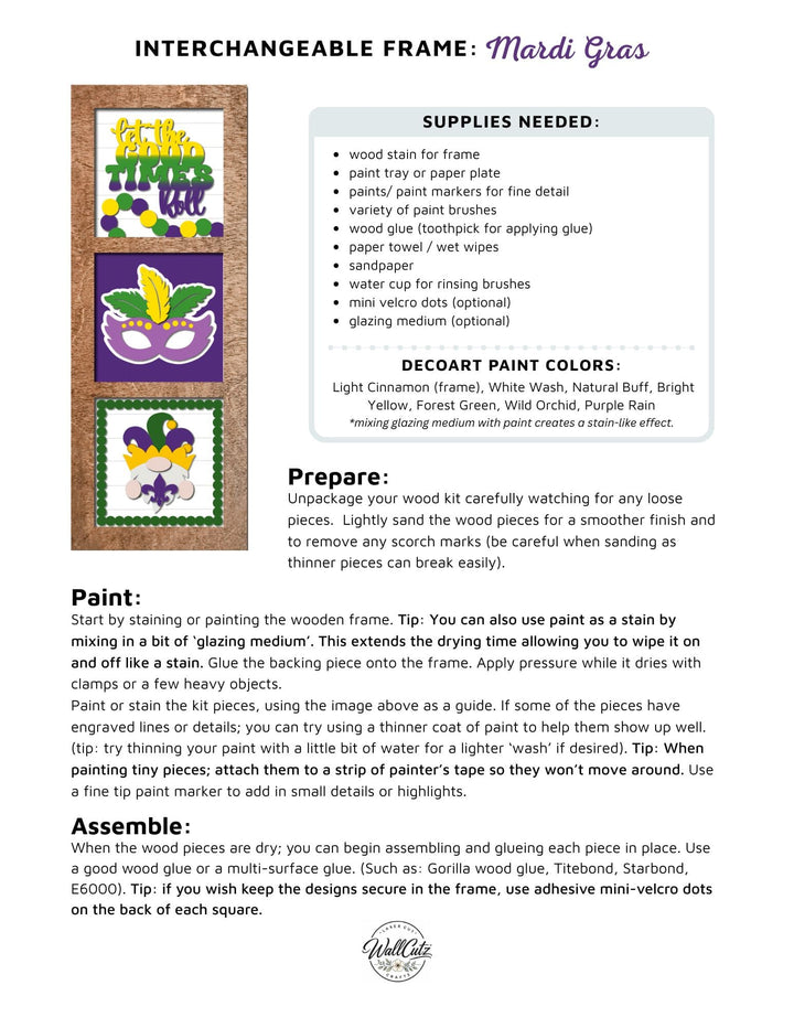 WallCutz  Mardi Gras Mask & Beads – Interchangeable 5x5 Wood Kit Wood Kit