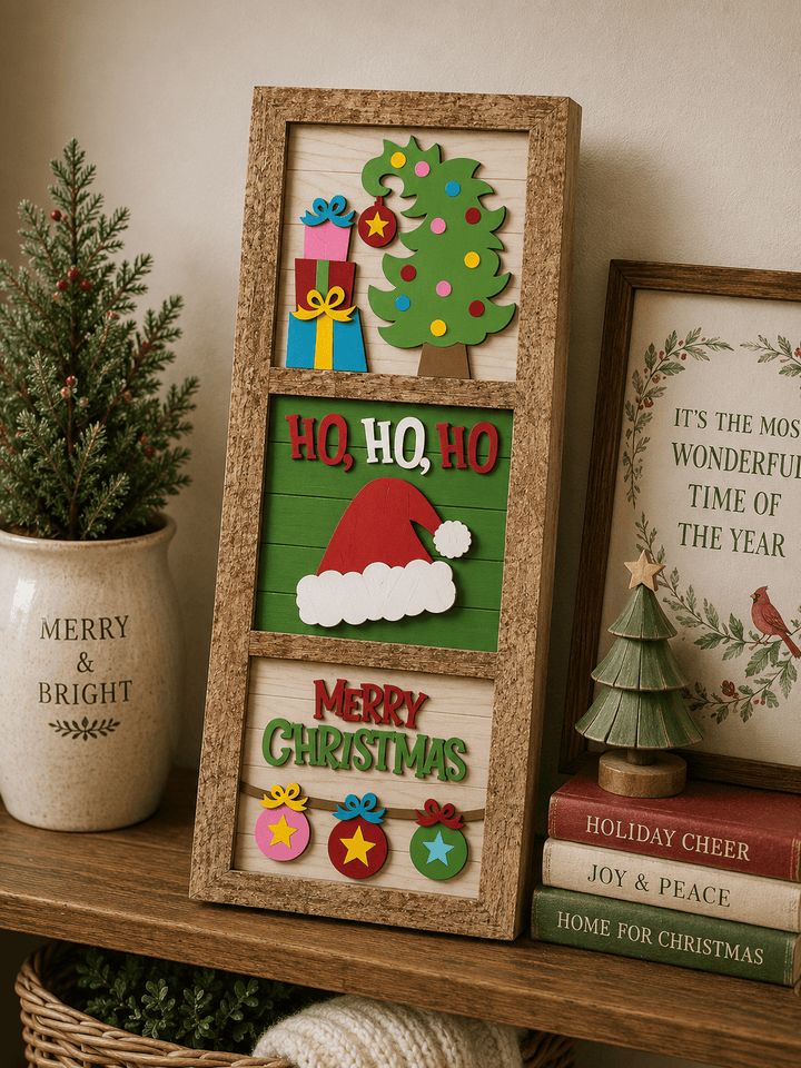 WallCutz  Merry HoHo Christmas Tree – Interchangeable 5x5 Wood Kit Wood Kit