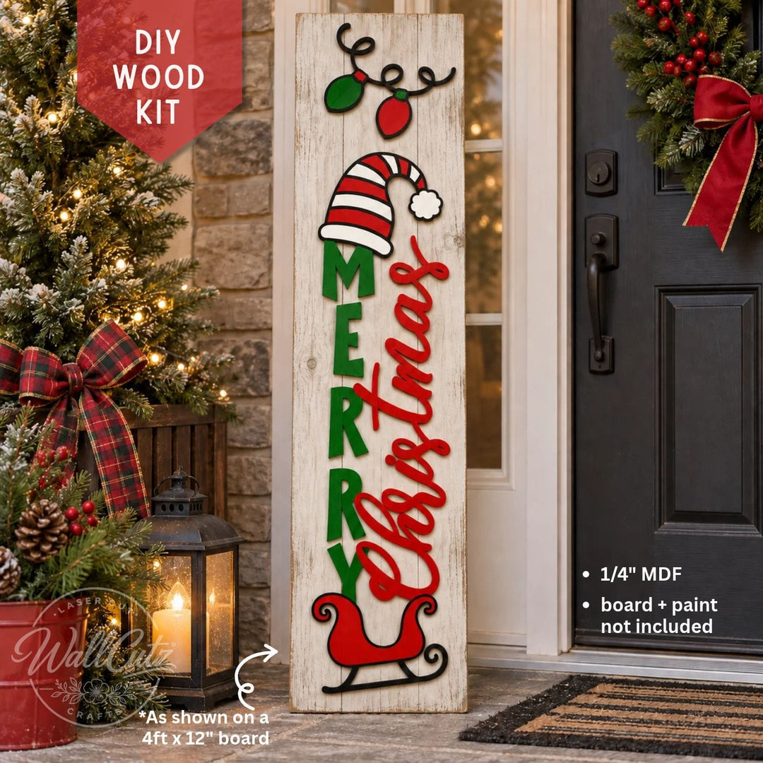 Merry Christmas Whimsical Hat - Porch Kit / DIY Wood Kit