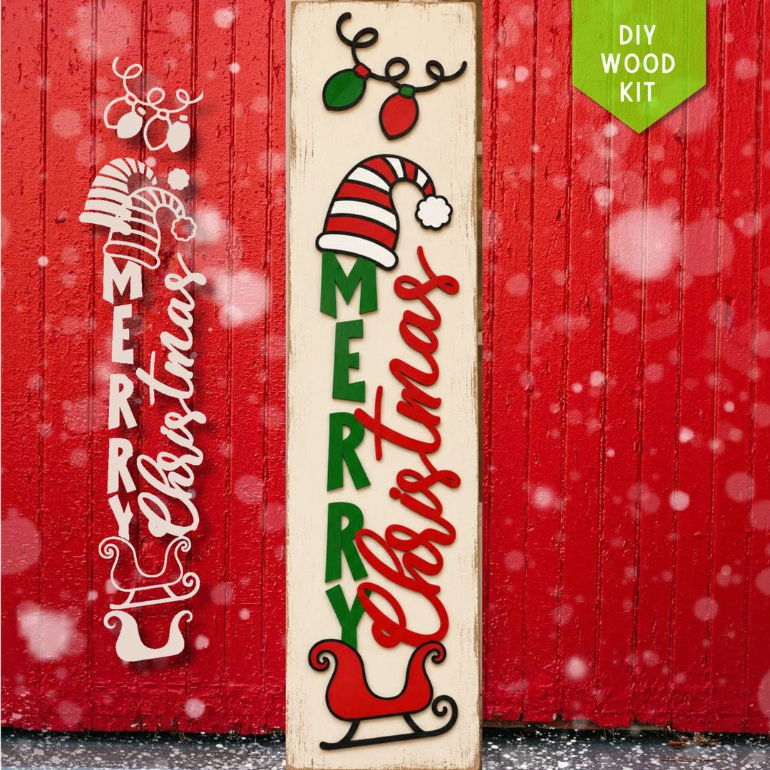 Merry Christmas Whimsical Hat - Porch Kit / DIY Wood Kit