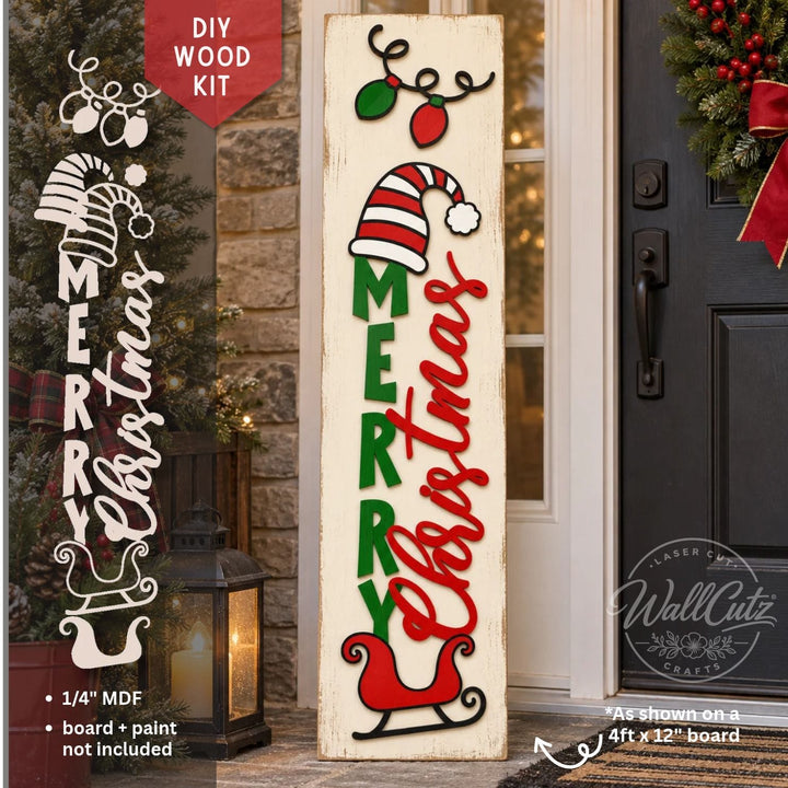 Merry Christmas Whimsical Hat - Porch Kit / DIY Wood Kit