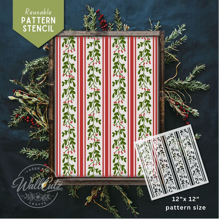 Mistletoe Striped Pattern / Reusable Stencil