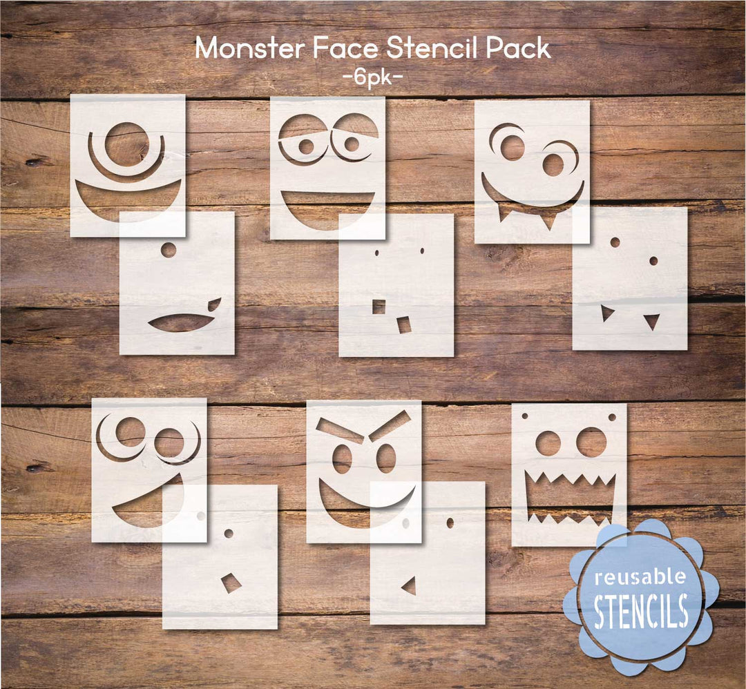 WallCutz  Monster Faces / 6pc Stencil Pack Stencil