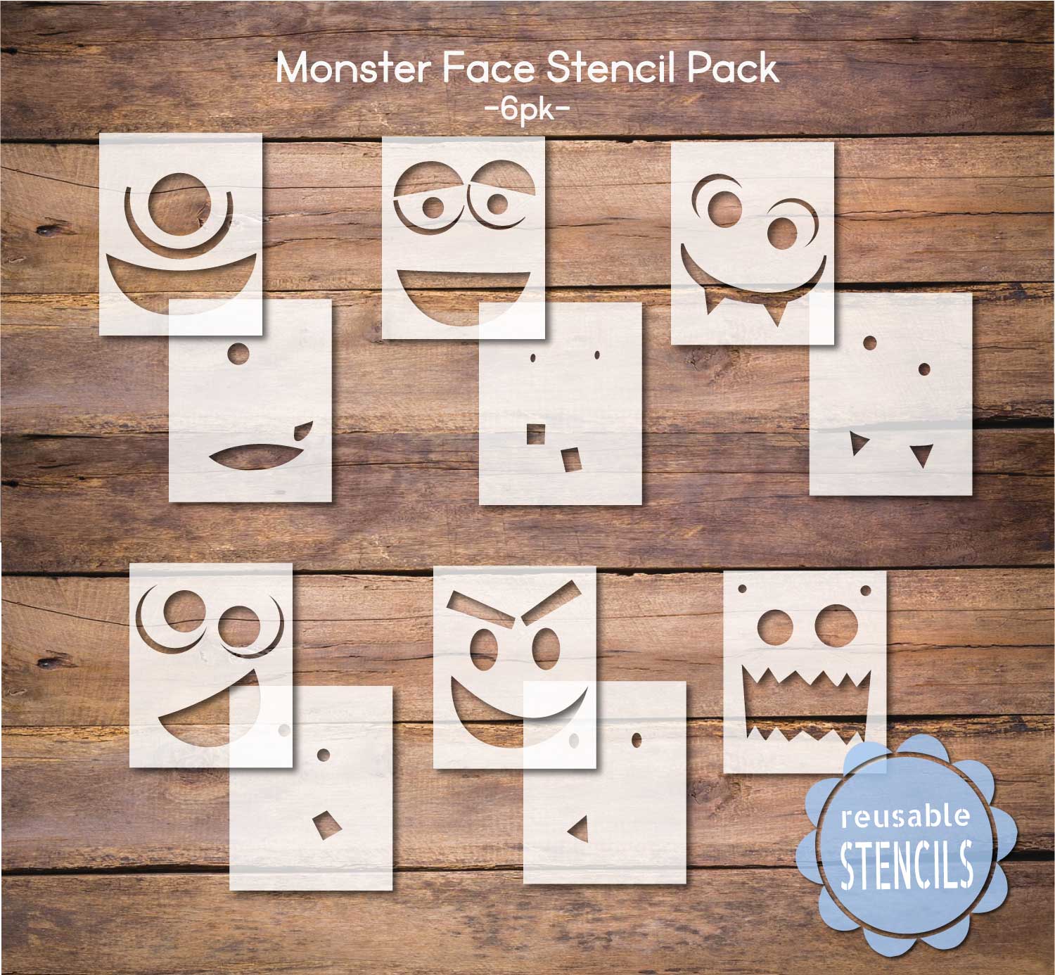 monsters inc stencils Monster Faces / 6pc Stencil Pack – WallCutz Crafts
