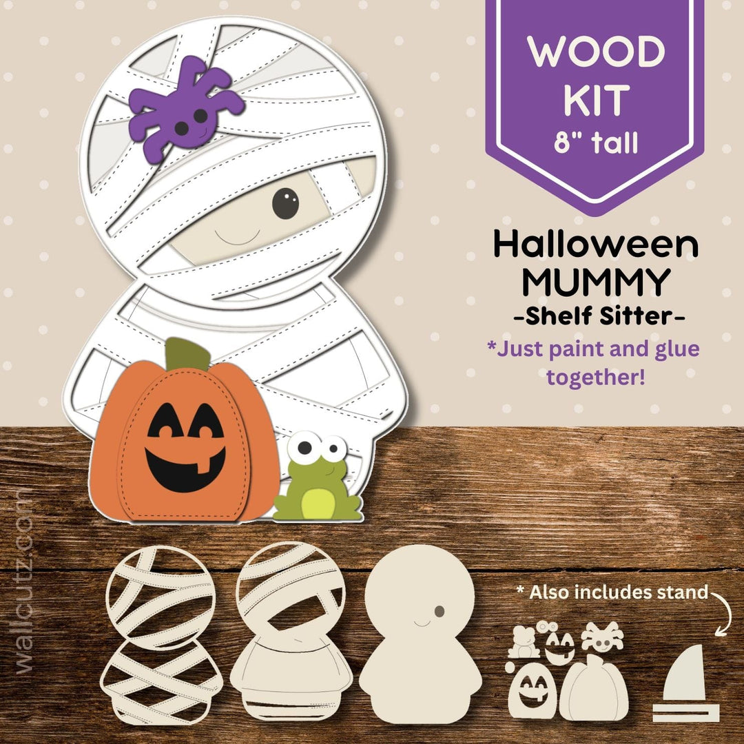 WallCutz  Mummy Shelf Sitter with Cute Frog Wood Kit
