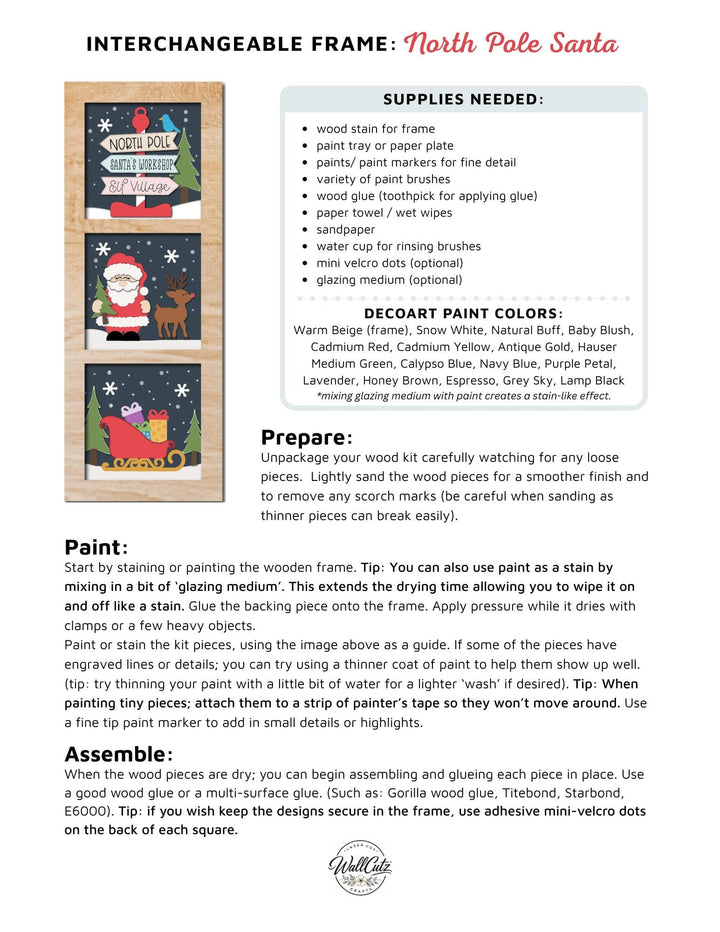 WallCutz  North Pole Santa - Christmas Interchangeable 5x5 Wood Kit Wood Kit