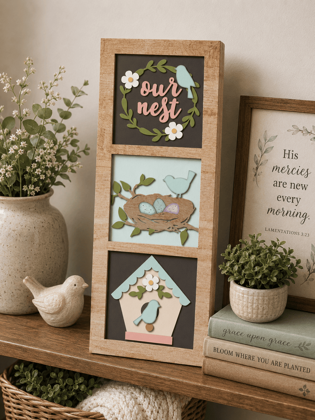 WallCutz  Our Nest Spring Birdhouse – Interchangeable 5x5 Wood Kit Wood Kit
