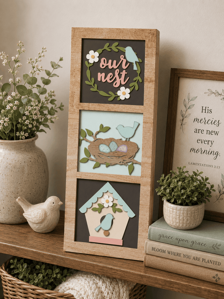 WallCutz  Our Nest Spring Birdhouse – Interchangeable 5x5 Wood Kit Wood Kit