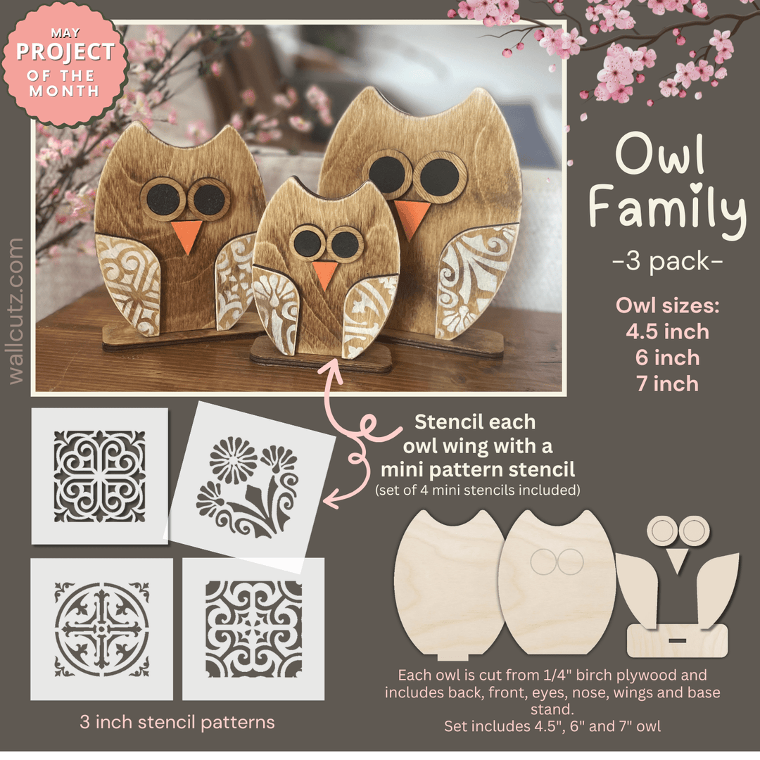 WallCutz  Owl Family / Project of the Month Wood Kit
