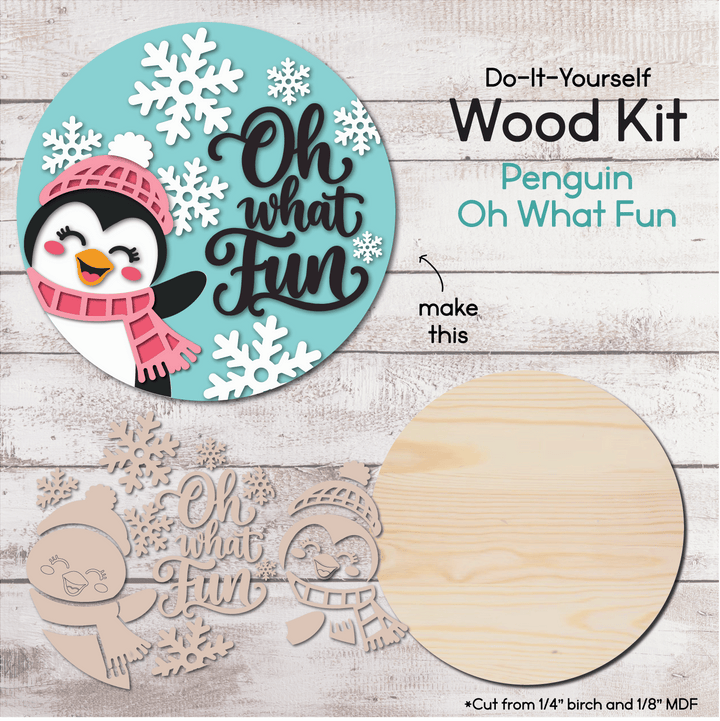 Winter Penguin Door Hanger – Wood Kit