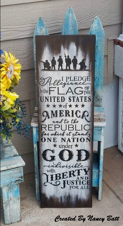 WallCutz  Pledge of Allegiance with Patriotic Eagle STENCIL Stencil
