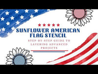 Sunflower USA Flag / America Stencil