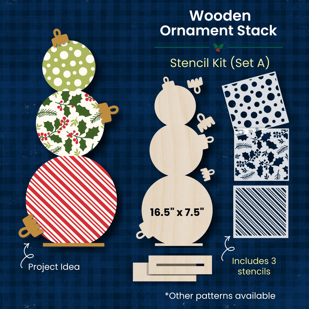 Ornament stack wood kit with 3 stencils – WallCutz
