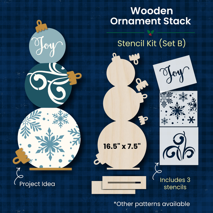 Ornament stack wood kit with 3 stencils – WallCutz