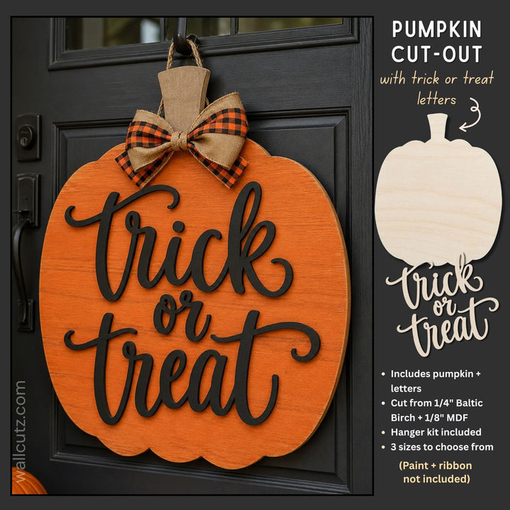 Trick or Treat Pumpkin - Wood Door Hanger Kit