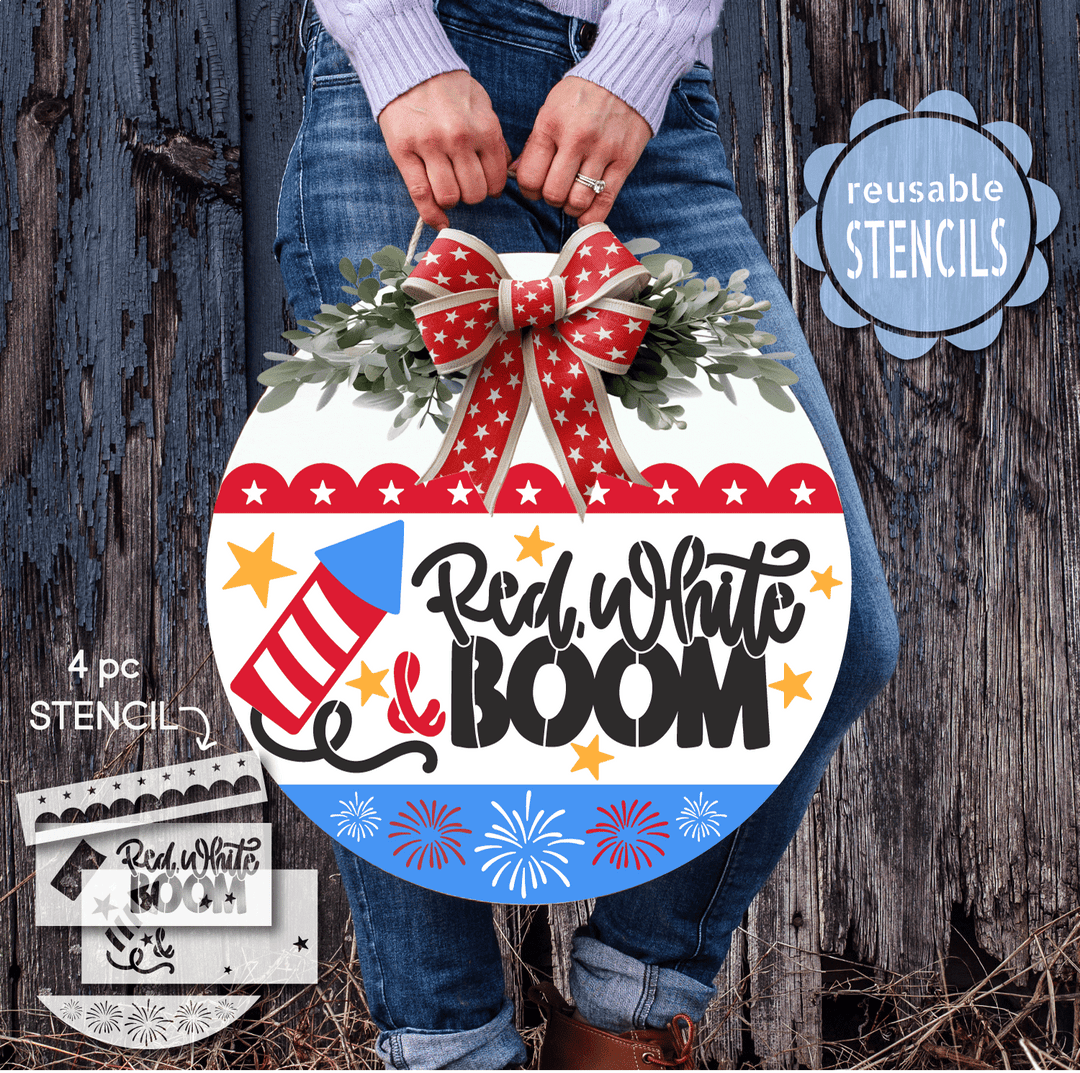 WallCutz  Red, White & Boom Patriotic Reusable Stencil Stencil